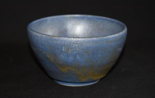 Small bowl metalic blue with writing
